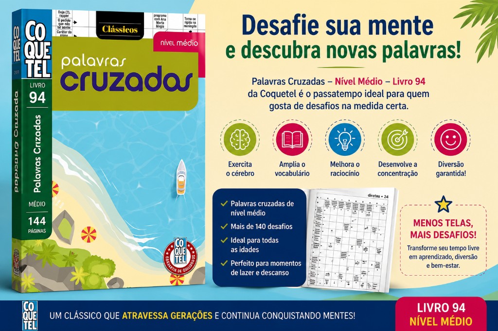 Palavras Cruzadas Nível Médio: diversão inteligente para exercitar o cérebro todos os dias