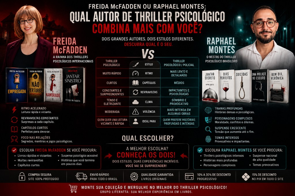 Freida McFadden ou Raphael Montes: Qual Autor de Thriller Psicológico Combina Mais com Você?