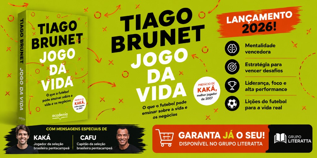 Jogo da Vida: o novo livro de Tiago Brunet que promete transformar sua mentalidade dentro e fora do campo
