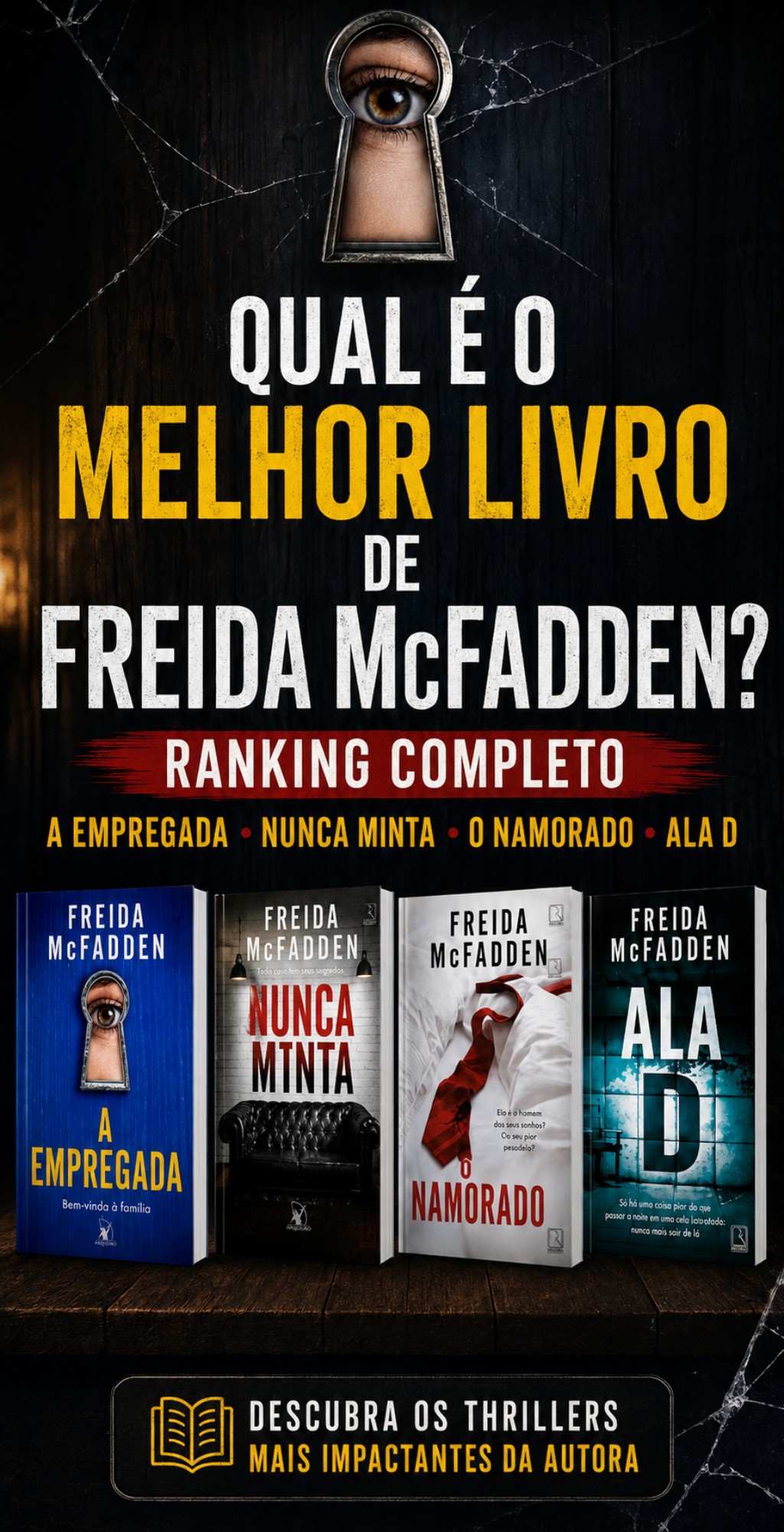 Imagem relacionada a Qual é o Melhor Livro de Freida McFadden? Ranking Completo dos Thrillers da Autora