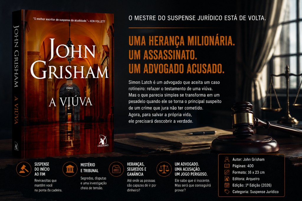 A Viúva: John Grisham retorna com um suspense repleto de segredos, heranças e assassinatos
