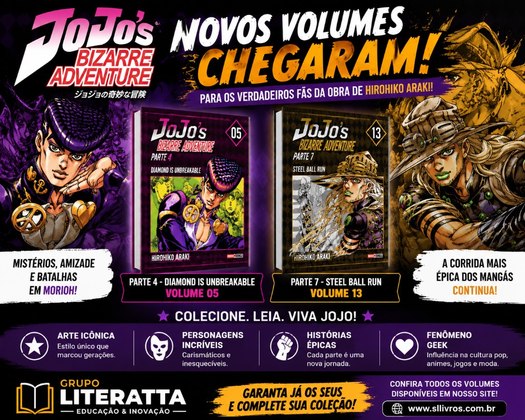 JoJo's Bizarre Adventure: Novos Volumes Chegam ao Grupo Literatta e Agitam os Fãs da Série