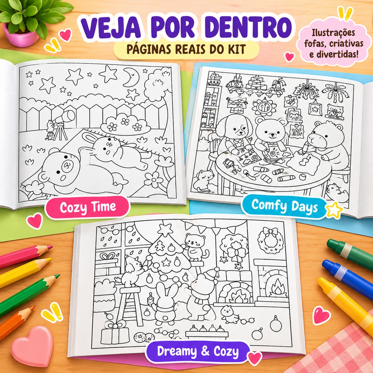 Imagem 3 de Kit 3 Livros de Colorir Comfy & Cozy – Comfy Days + Dreamy & Cozy + Cozy Time