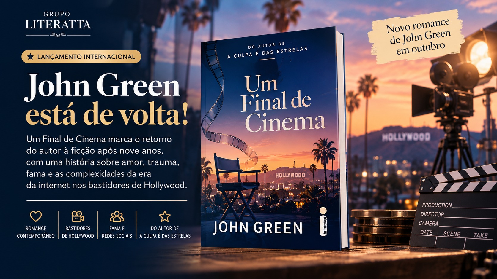 John Green está de volta! Um Final de Cinema marca o retorno do autor à ficção após nove anos